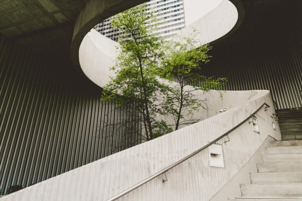 architectural photography of concrete stair